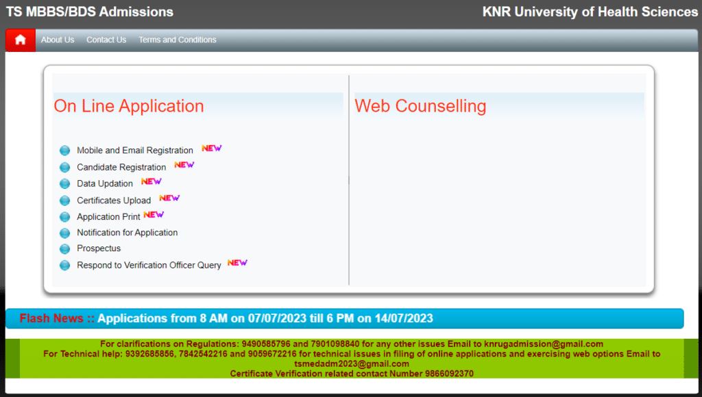 Telangana NEET UG 2023 Counselling Direct Registration Link Here